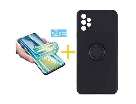 Pack 2 Películas + Funda SKYHE por Samsung Galaxy A72 5G Gel O-Ring Negro
