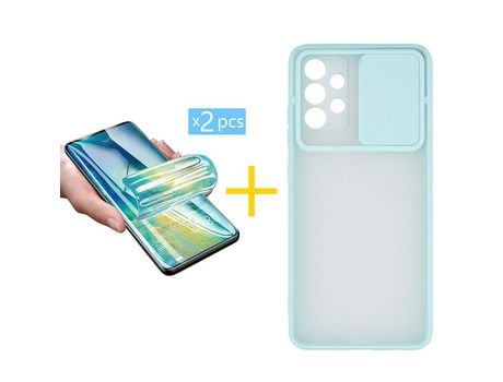 Pack 2 Películas + Funda SKYHE por Samsung Galaxy A33 5G Gel Protteción Cámara Verde-Mar