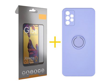 Pack 1 Película Full + Funda SKYHE por Samsung Galaxy A32 5G Gel O-Ring Morado
