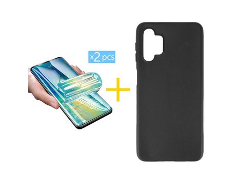 Pack 2 Películas + Funda SKYHE por Samsung Galaxy A53 5G Silicona Liso Negro