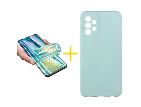 Pack 1 Película + Funda SKYHE por Samsung Galaxy A53 5G Silicona Líquida Verde-Água