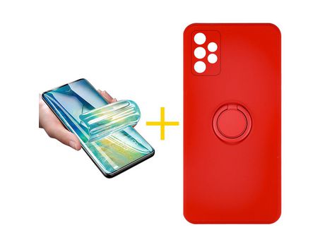 Pack 1 Película + Funda SKYHE por Samsung Galaxy A72 5G Gel O-Ring Rojo