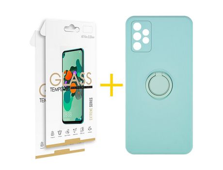 Pack 2 Películas 2.5D + Funda SKYHE por Samsung Galaxy A33 5G Gel O-Ring Verde-Auga