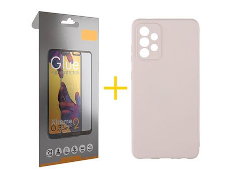 Pack 1 Película Full + Funda SKYHE por Samsung Galaxy A53 5G Silicona Líquida Rosa