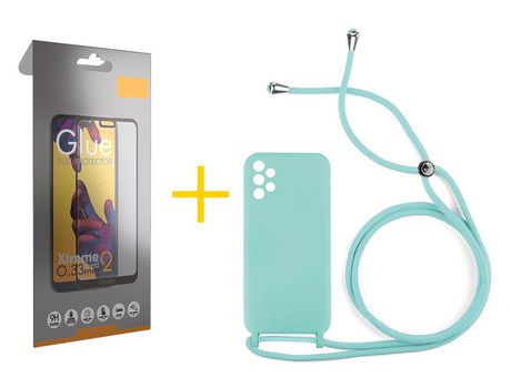 Pack 1 Película Full + Funda SKYHE por Samsung Galaxy A53 5G Gel con Cordón Agua Verde
