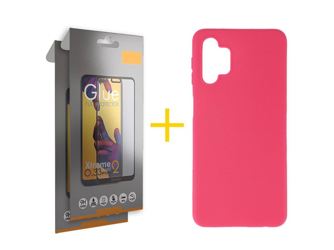 Pack 2 Películas Full + Funda SKYHE por Samsung Galaxy A73 5G Silicona Liso Rosa