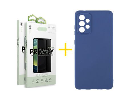 Pack 2 Películas Antiespía + Funda SKYHE por Samsung Galaxy A53 5G Silicona Líquida Azul