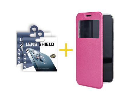 Pack 2 Películas de Cámara Trasera + Funda SKYHE por Samsung Galaxy S20 FE 5G Flip Cover Gandy Rosa