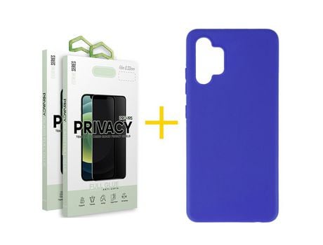 Pack 2 Películas Antiespía + Funda SKYHE por Samsung Galaxy A53 5G Silicona Liso Azul