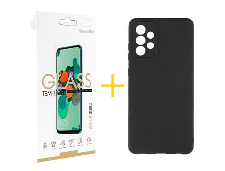 Pack 1 Película 2.5D + Funda SKYHE por Samsung Galaxy A53 5G Silicona Líquida Negro