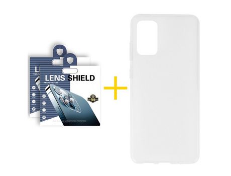 Pack 2 Películas de Cámara Trasera + Funda SKYHE por Samsung Galaxy S20 FE 5G Silicona Liso Incoloro Escarchado