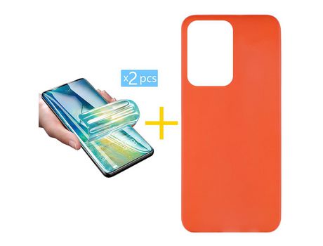 Pack 2 X Protector de Vidrio Templado Hidrogel + Funda ACCETEL para Samsung Galaxy S20 Ultra 5G Silicona Liso Rojo