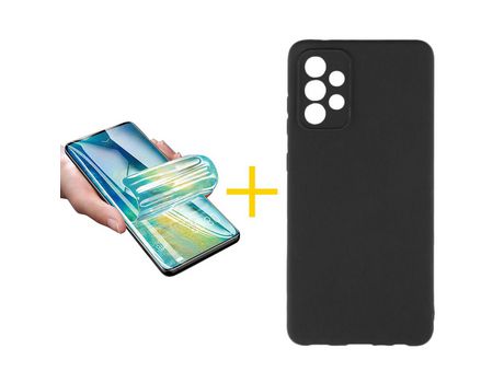 Pack 1 Película + Funda SKYHE por Samsung Galaxy A33 5G Silicona Líquida Negro