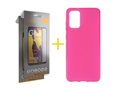 Pack 2 X Protector de Vidrio Templado Full + Funda ACCETEL para Samsung Galaxy S20 FE 5G Silicona Liso Rojo