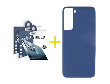 Pack 2 X Protector de Cámara Trasera + Funda para Samsung Galaxy S22 Plus 5G Silicona Líquida Azul Oscuro