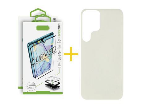 Pack 2 Películas Curvado + Funda para Samsung Galaxy S21 Ultra 5G Silicona Líquida Arena