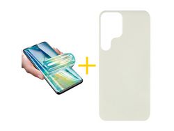 Pack 1 Película + Funda para Samsung Galaxy S21 Ultra 5G Silicona Líquida Arena