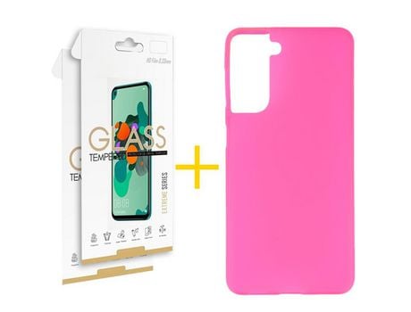 Pack 2 Películas 2.5D + Funda SKYHE para Samsung Galaxy S21 FE 5G Silicona Liso Rosa
