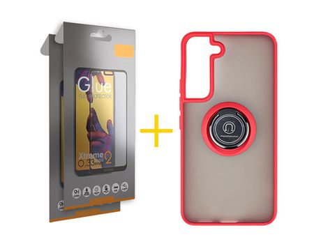 Pack 2 Películas Full + Funda SKYHE para Samsung Galaxy S21 FE 5G Gel Bumper con Anillo Incolor Clear