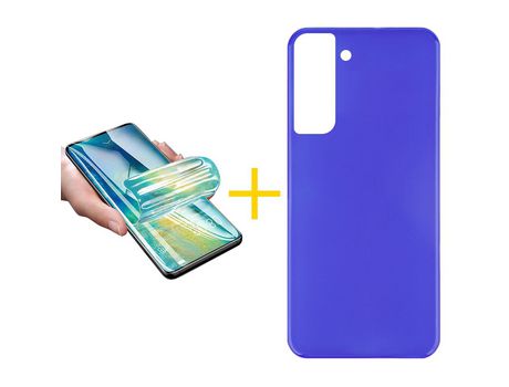 Pack 1 Película + Funda SKYHE para Samsung Galaxy S21 FE 5G Silicona Liso Azul