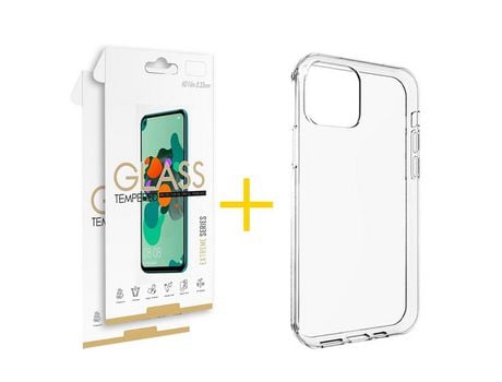 Pack 2 Películas 2.5D + Funda SKYHE para Apple iPhone 13 Pro Max Silicona Liso Incoloro Clear