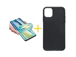 Pack 1 Película + Funda SKYHE para Apple iPhone 13 Pro Silicona Liso Negro