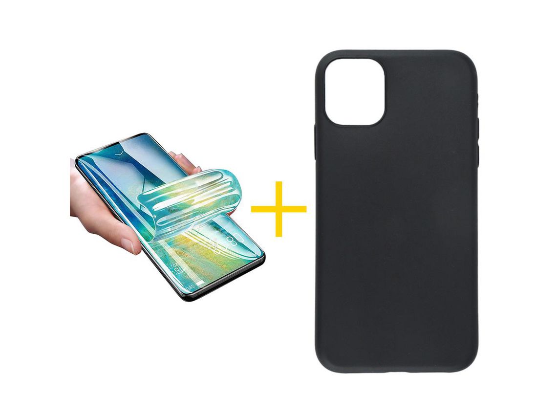 Pack 1 Película + Funda SKYHE para Apple iPhone 13 Pro Silicona Liso Negro