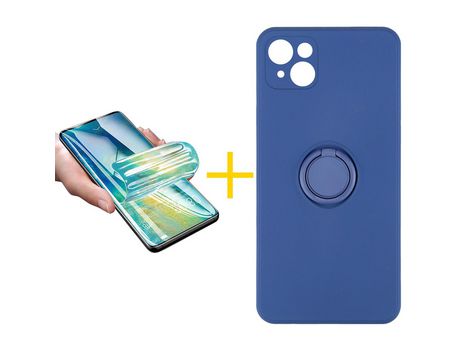 Pack 1 Película + Funda SKYHE para Apple iPhone 13 Mini Gel O-Ring Azul