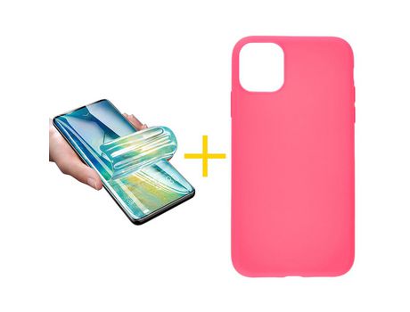 Pack 1 Película + Funda SKYHE para Apple iPhone 13 Mini Silicona Liso Rosa