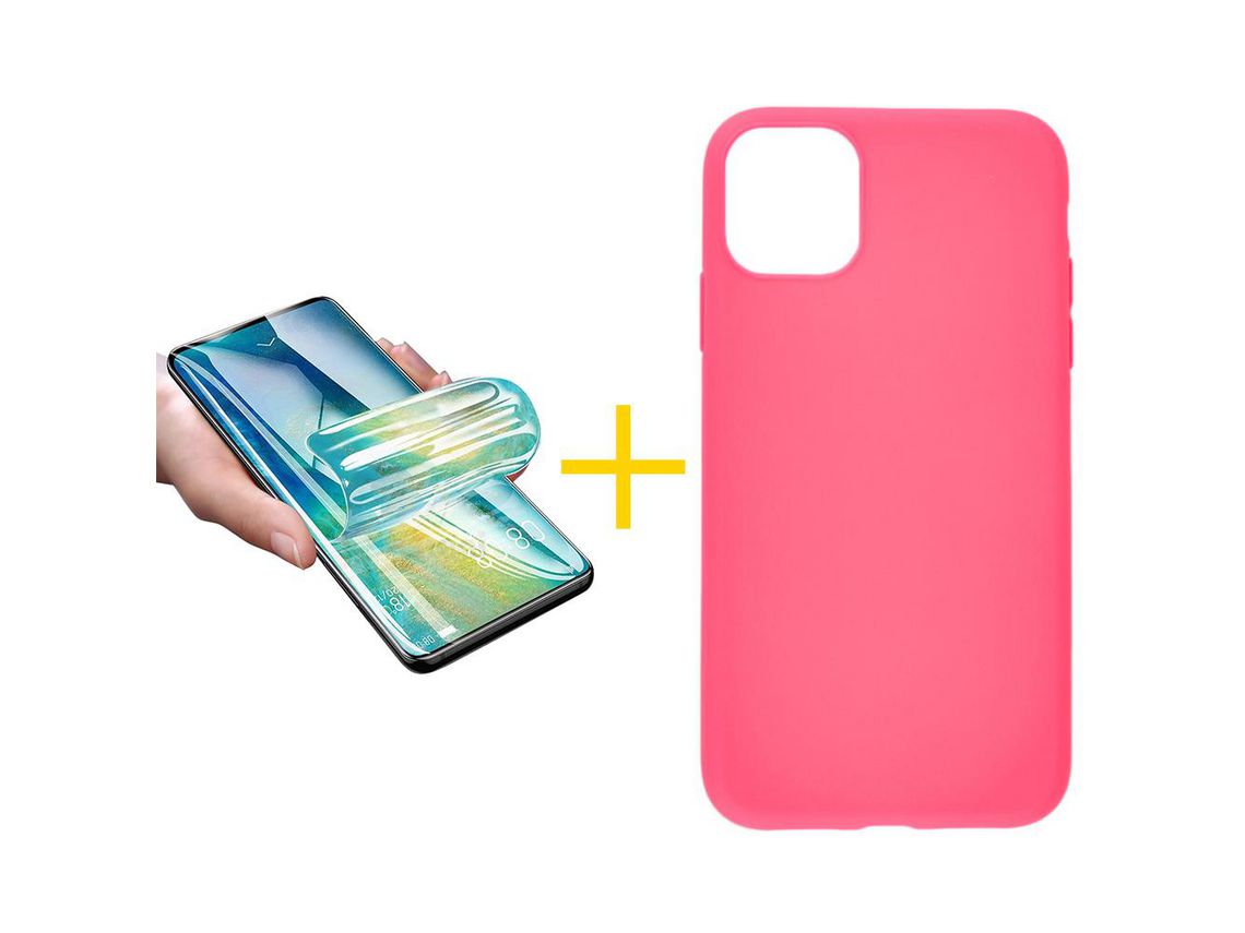 Pack 1 Película + Funda SKYHE para Apple iPhone 13 Silicona Liso Rosa