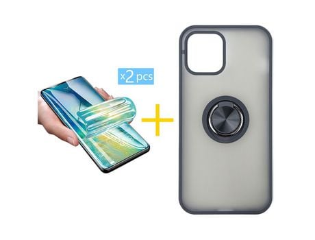Pack 2 Películas + Funda SKYHE para Apple iPhone 13 Mini Gel Bumper con Anillo Negro