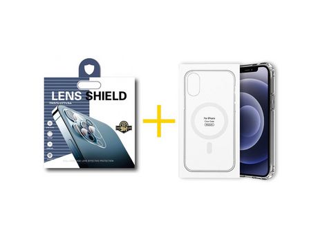 Pack 1 Película de Cámara Trasera + Funda SKYHE para Apple iPhone 13 Mini Compatible con Magsafe Magnético Incoloro Clear