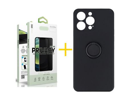 Pack 1 Película Antiespía + Funda SKYHE para Apple iPhone 13 Pro Max Gel O-Ring Negro