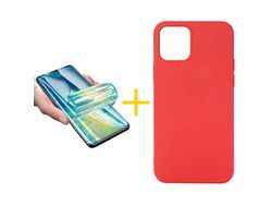 Pack 1 Película + Funda SKYHE para Apple iPhone 13 Mini Silicona Líquida Rojo