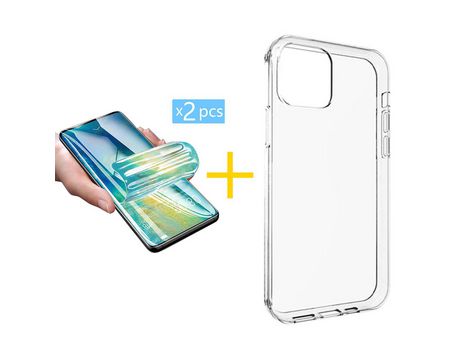 Pack 2 Películas + Funda SKYHE para Apple iPhone 13 Mini Silicona Liso Incoloro Clear