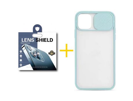 Pack 1 Película de Cámara Trasera + Funda SKYHE para Apple iPhone 13 Mini Gel Protteción Cámara Verde-Mar