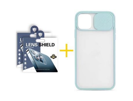 Pack 2 Películas de Cámara Trasera + Funda SKYHE para Apple iPhone 13 Mini Gel Protteción Cámara Verde-Mar