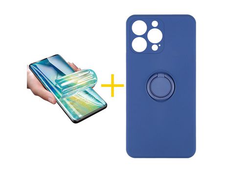 Pack 1 Película + Funda SKYHE para Apple iPhone 13 Pro Max Gel O-Ring Azul