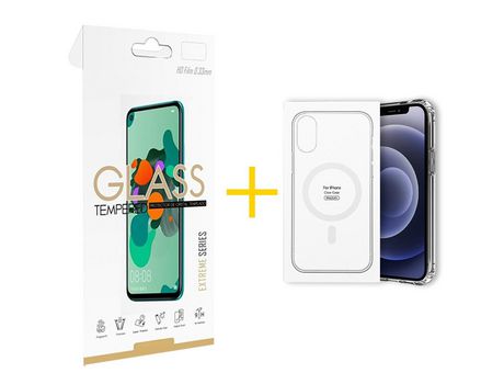 Pack 1 Película 2.5D + Funda SKYHE para Apple iPhone 13 Pro Compatible con Magsafe Magnético Incoloro Clear
