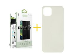 Pack 1 Película Antiespía + Funda SKYHE para Apple iPhone 13 Silicona Líquida Arena