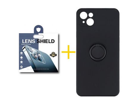 Pack 1 Película de Cámara Trasera + Funda SKYHE para Apple iPhone 13 Mini Gel O-Ring Negro