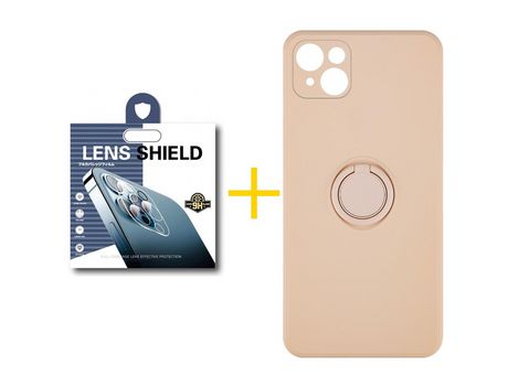 Pack 1 Película de Cámara Trasera + Funda SKYHE para Apple iPhone 13 Mini Gel O-Ring Rosa Pastel