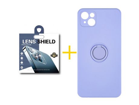 Pack 1 Película de Cámara Trasera + Funda SKYHE para Apple iPhone 13 Mini Gel O-Ring Morado