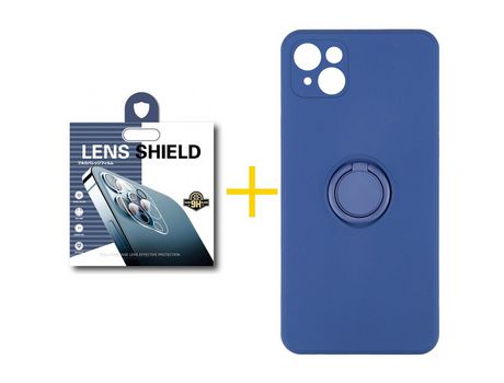 Pack 1 Película de Cámara Trasera + Funda SKYHE para Apple iPhone 13 Mini Gel O-Ring Azul