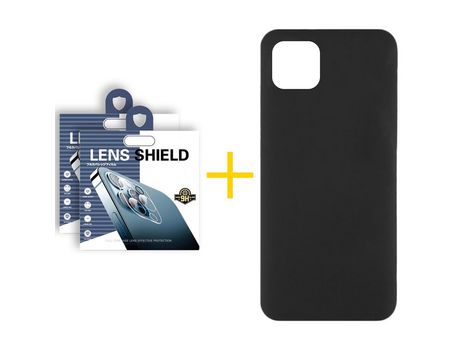 Pack 2 Películas de Cámara Trasera + Funda SKYHE para Apple iPhone 13 Pro Max Silicona Líquida Negro