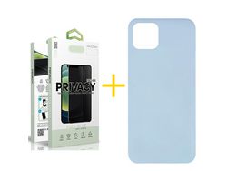 Pack 1 Película Antiespía + Funda SKYHE para Apple iPhone 11 Pro Max Silicona Líquida Azul Claro