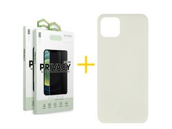 Pack 2 Películas Antiespía + Funda SKYHE para Apple iPhone 12 Pro Max Silicona Líquida Arena