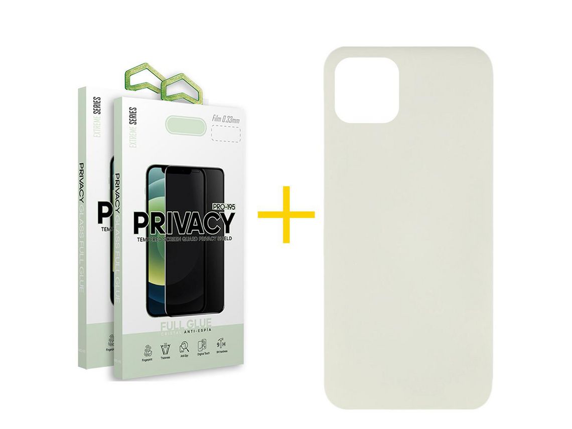Pack 2 Películas Antiespía + Funda SKYHE para Apple iPhone 12 Pro Max Silicona Líquida Arena