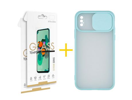 Pack 2 Películas 2.5D + Funda SKYHE por Apple iPhone XS Max Gel Protteción Cámara Rosa