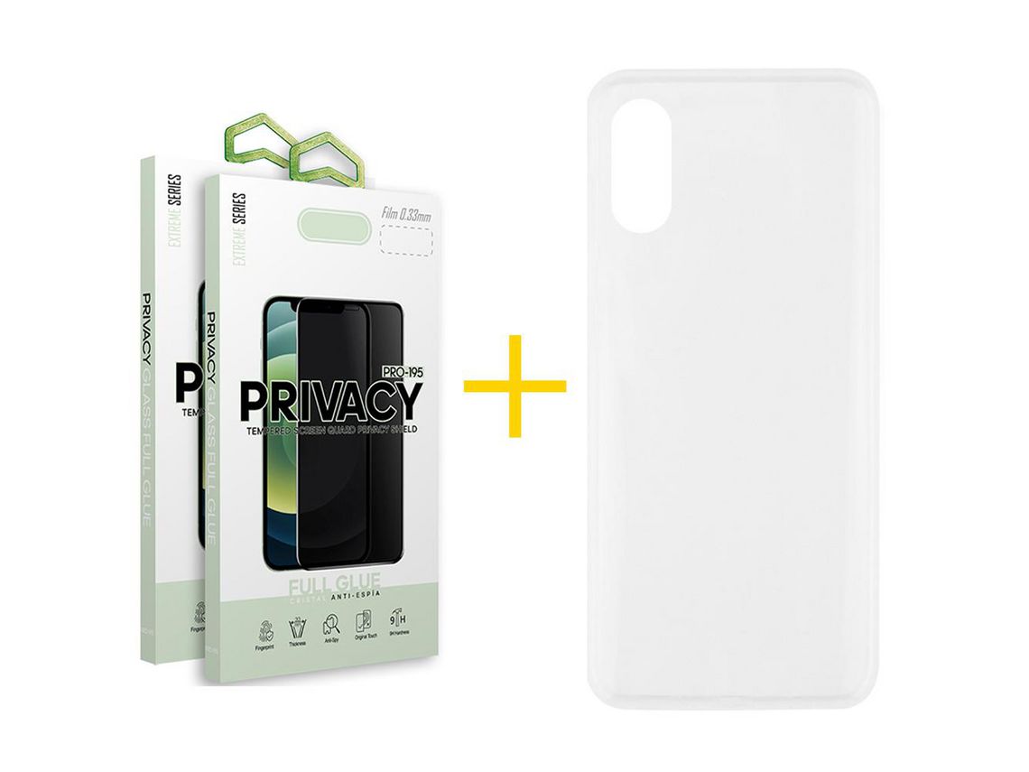 Pack 2 Películas Antiespía + Funda SKYHE por Apple iPhone XR Silicona Liso Incoloro Clear